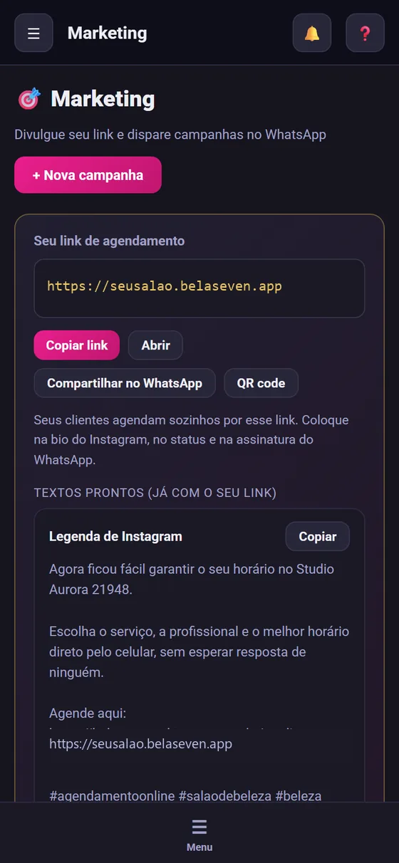 Mesma tela no celular